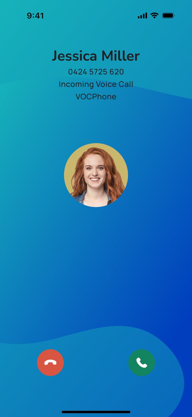 Uniden Voice mobile incoming call screen