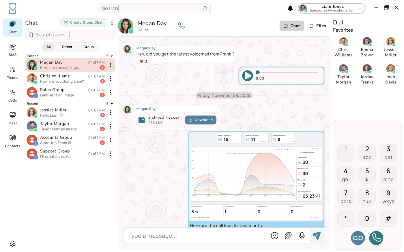 Uniden Voice desktop team chat